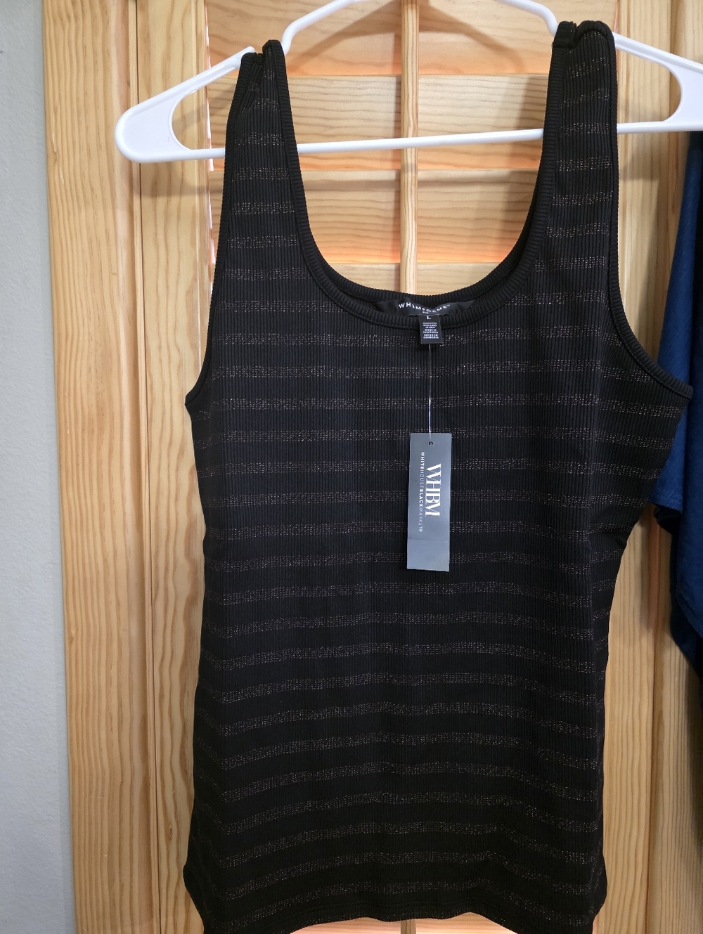 White House Black Market Black Metallic Stripe Tank